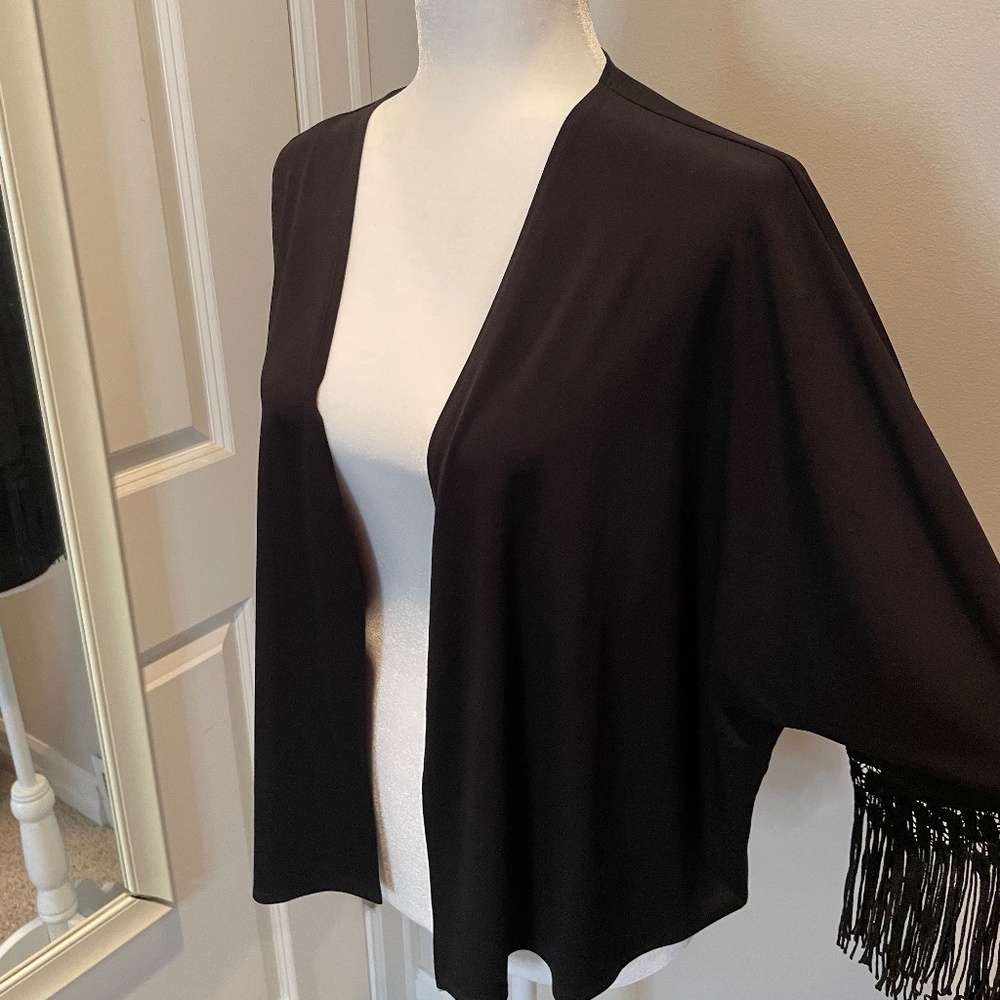 Chico's Fringed Open Polyester Cardigan - OS